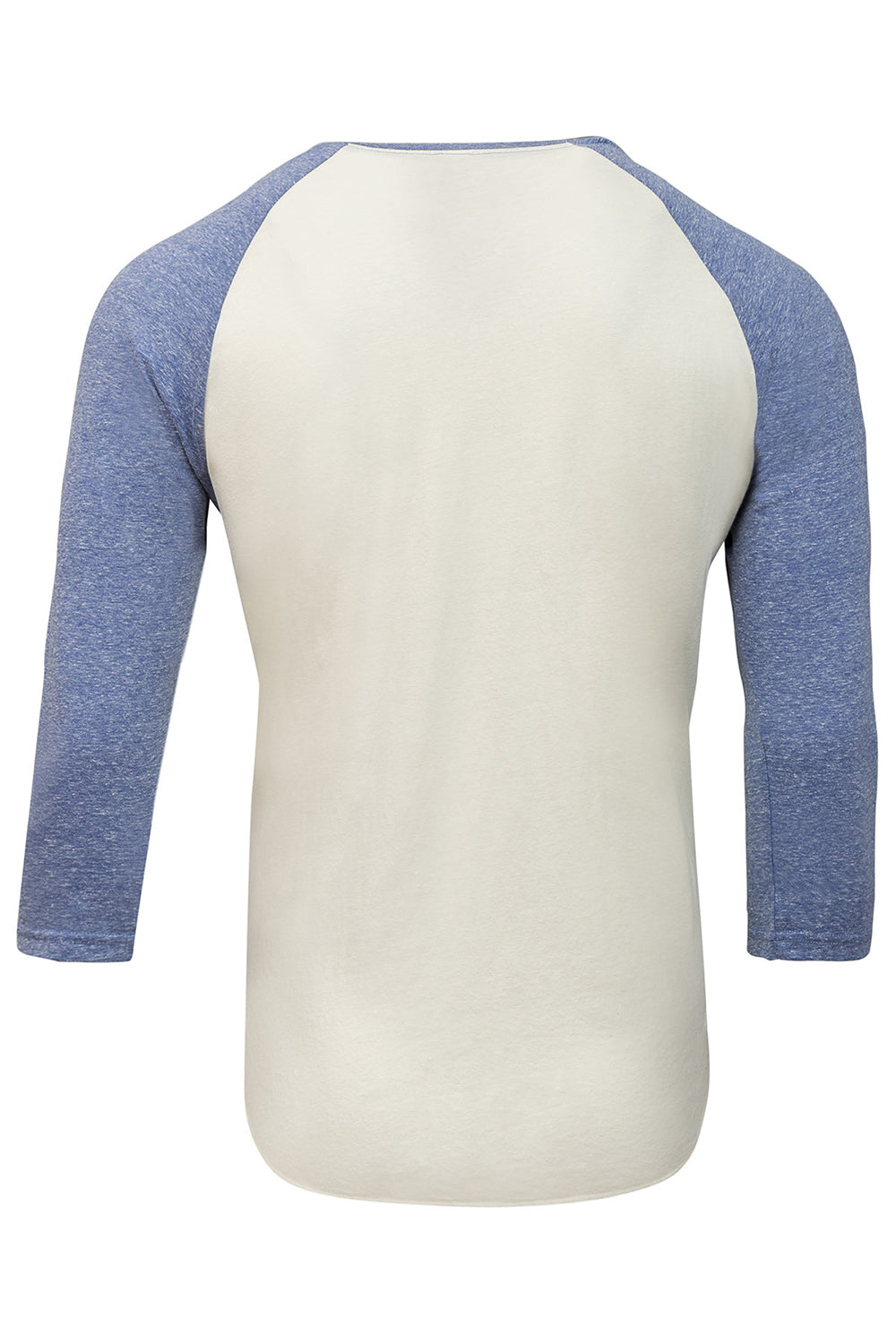 Threadfast Apparel 302G Mens 3/4 Sleeve Crewneck T-Shirt Cream/Navy Blue Flat Back