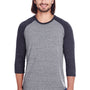 Threadfast Apparel Mens 3/4 Sleeve Crewneck T-Shirt - Grey/Black