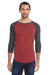 Threadfast Apparel 302G Mens 3/4 Sleeve Crewneck T-Shirt Cardinal Red/Black Model Front