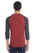 Threadfast Apparel 302G Mens 3/4 Sleeve Crewneck T-Shirt Cardinal Red/Black Model Back