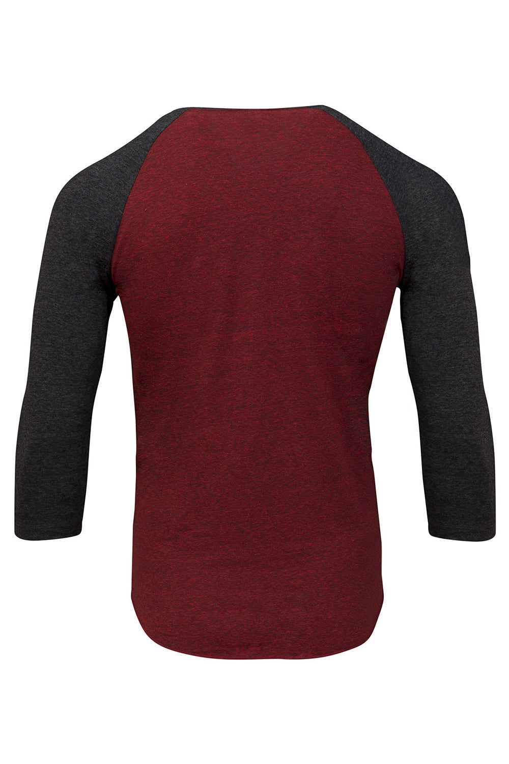 Threadfast Apparel 302G Mens 3/4 Sleeve Crewneck T-Shirt Cardinal Red/Black Flat Back