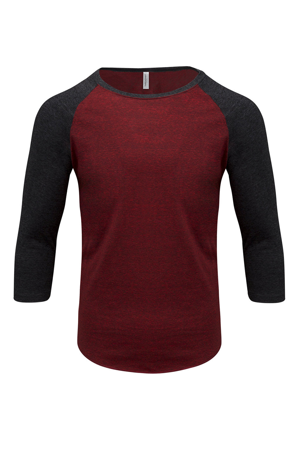 Threadfast Apparel 302G Mens 3/4 Sleeve Crewneck T-Shirt Cardinal Red/Black Flat Front