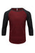 Threadfast Apparel 302G Mens 3/4 Sleeve Crewneck T-Shirt Cardinal Red/Black Flat Front