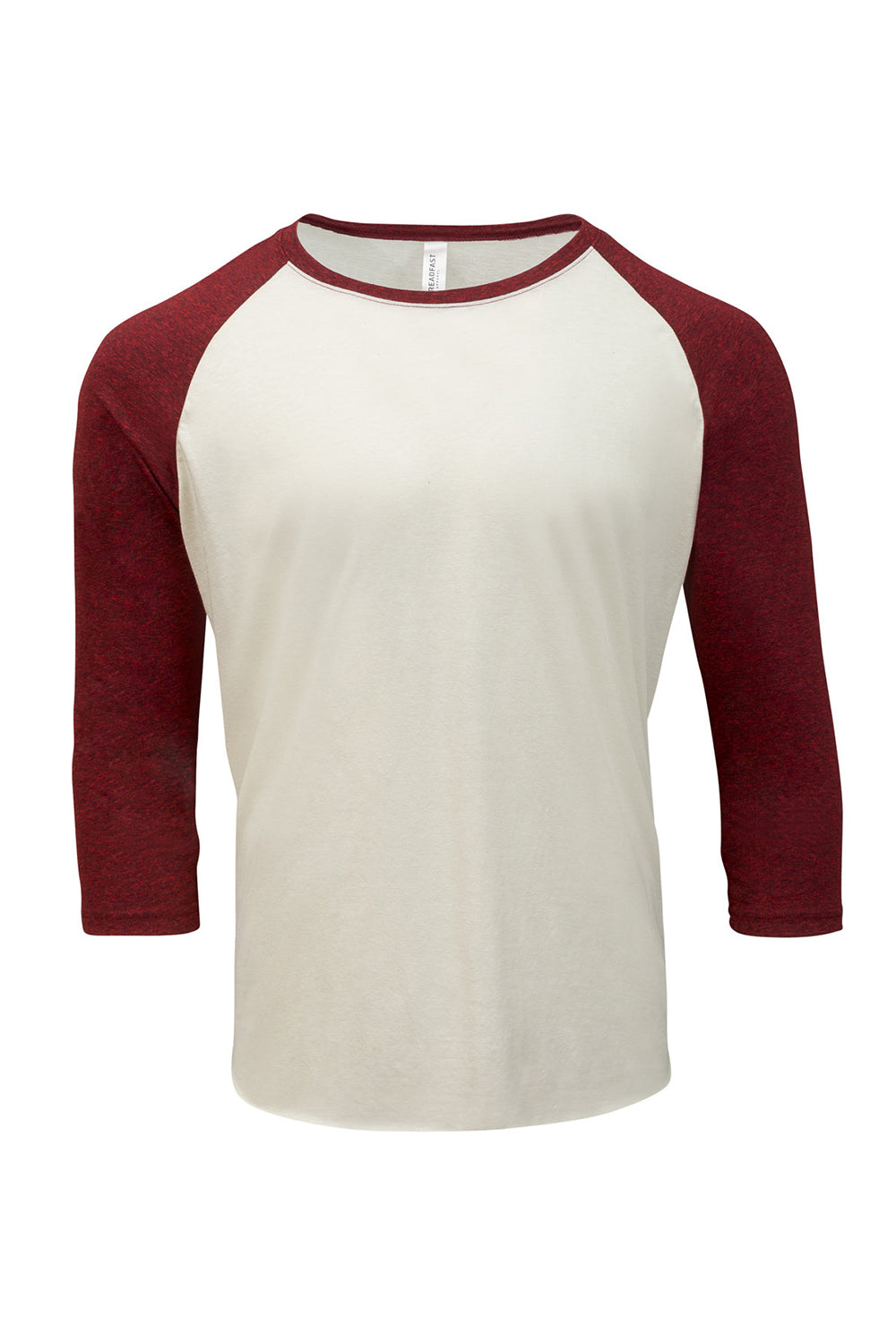 Threadfast Apparel 302G Mens 3/4 Sleeve Crewneck T-Shirt Cream/Cardinal Red Flat Front