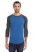 Threadfast Apparel 302G Mens 3/4 Sleeve Crewneck T-Shirt Royal Blue/Black Model Front