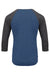 Threadfast Apparel 302G Mens 3/4 Sleeve Crewneck T-Shirt Royal Blue/Black Flat Back