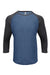 Threadfast Apparel 302G Mens 3/4 Sleeve Crewneck T-Shirt Royal Blue/Black Flat Front