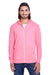 Threadfast Apparel 302Z Mens Full Zip Hooded Sweatshirt Hoodie w/ Pockets Neon Pink Model Front