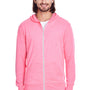 Threadfast Apparel Mens Full Zip Hooded Sweatshirt Hoodie w/ Pockets - Neon Pink