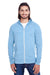 Threadfast Apparel 302Z Mens Full Zip Hooded Sweatshirt Hoodie w/ Pockets Royal Blue Model Front