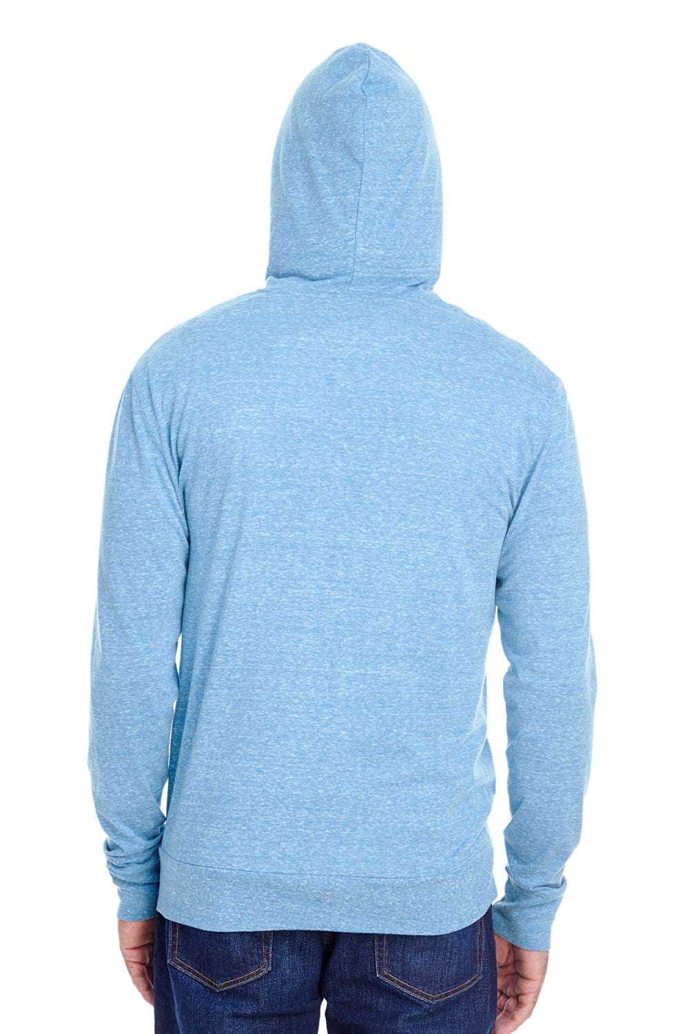 Threadfast Apparel 302Z Mens Full Zip Hooded Sweatshirt Hoodie w/ Pockets Royal Blue Model Back