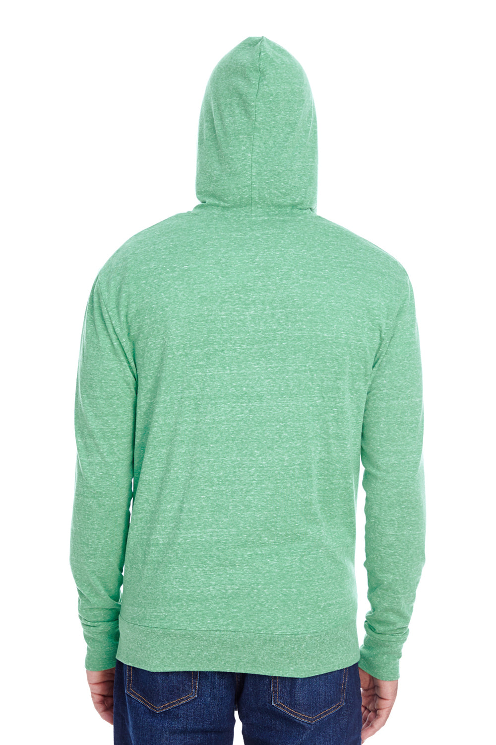 Threadfast Apparel 302Z Mens Full Zip Hooded Sweatshirt Hoodie w/ Pockets Green Model Back