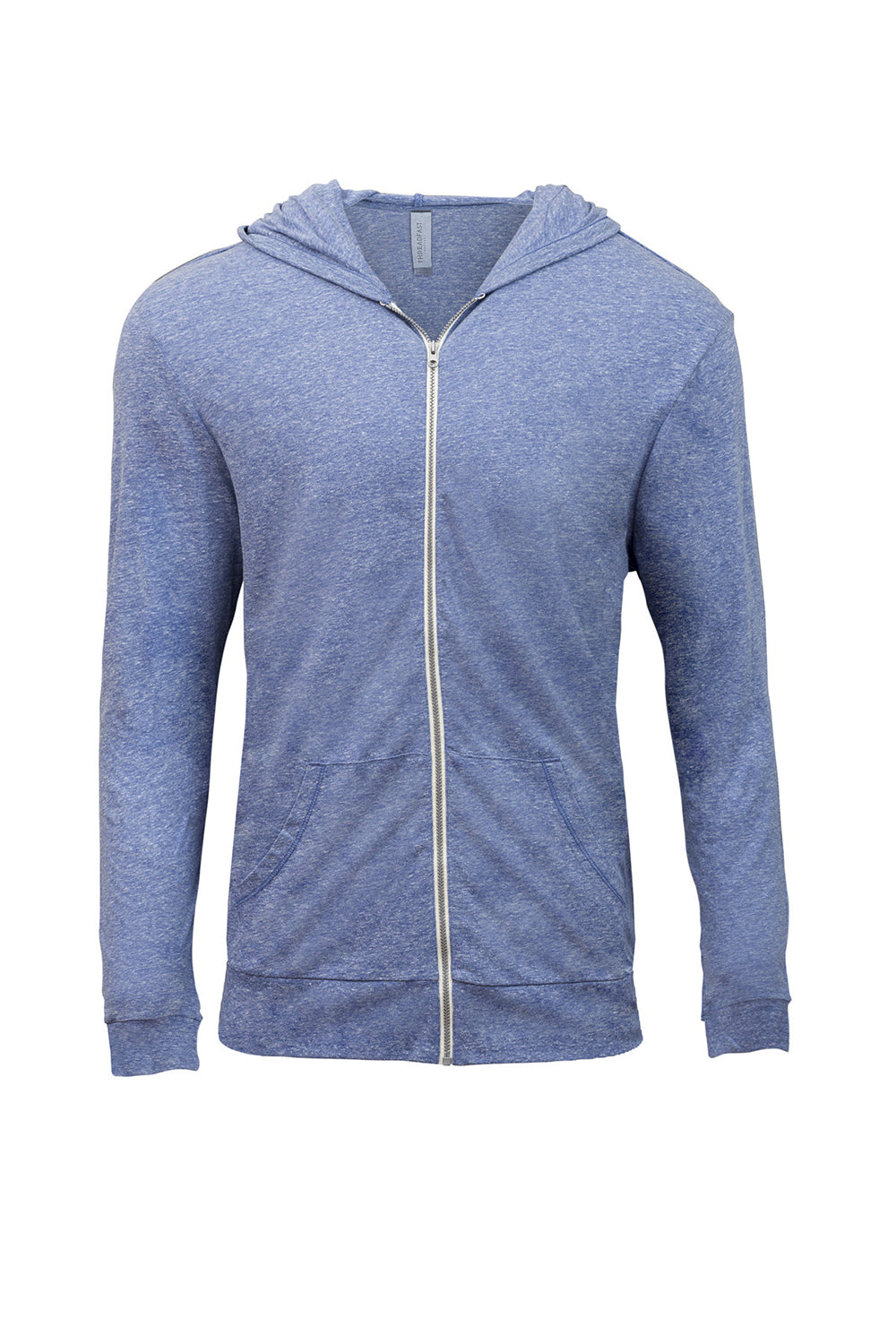 Threadfast Apparel 302Z Mens Full Zip Hooded Sweatshirt Hoodie w/ Pockets Navy Blue Flat Front