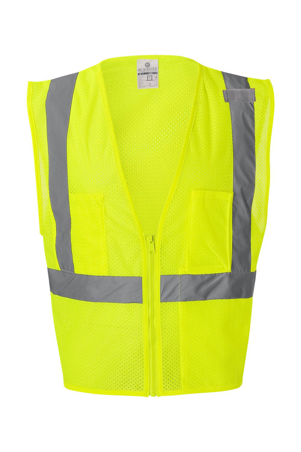 Kishigo 1085-1086 Mens Ultra Cool Mesh Vest w/ Pockets Lime Green Flat Front