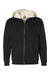 Independent Trading Co. EXP40SHZ Mens Sherpa Lined Full Zip Hooded Sweatshirt Hoodie Black/Natural Flat Front