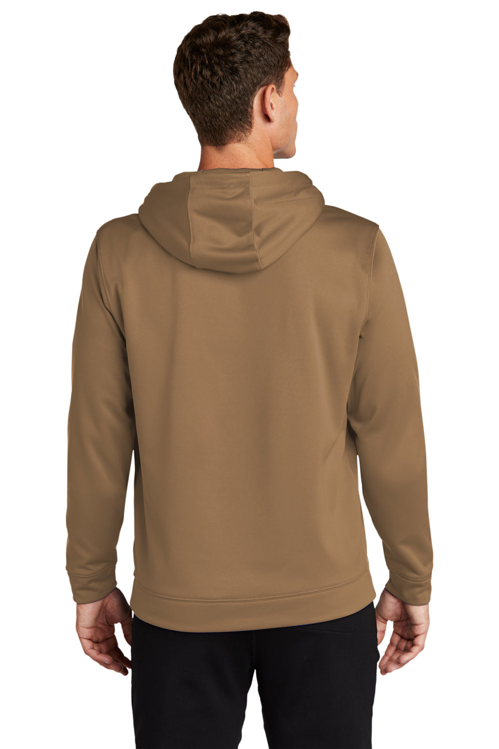 Sport-Tek F244 Mens Sport-Wick Moisture Wicking Fleece Hooded Sweatshirt Hoodie Woodland Brown Model Back