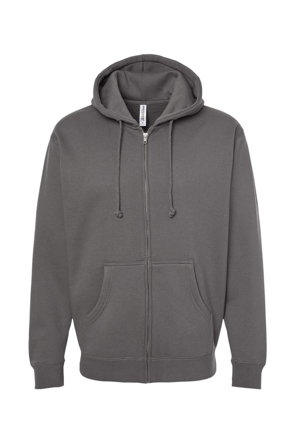 Independent Trading Co. IND4000Z Mens Full Zip Hooded Sweatshirt Hoodie Charcoal Grey Flat Front