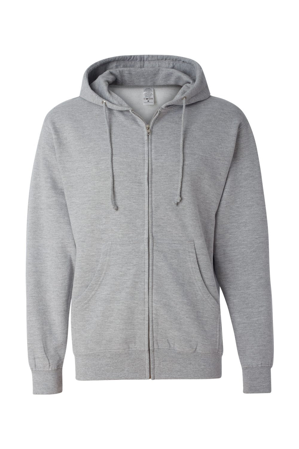 Independent Trading Co. SS4500Z Mens Full Zip Hooded Sweatshirt Hoodie Heather Grey Flat Front