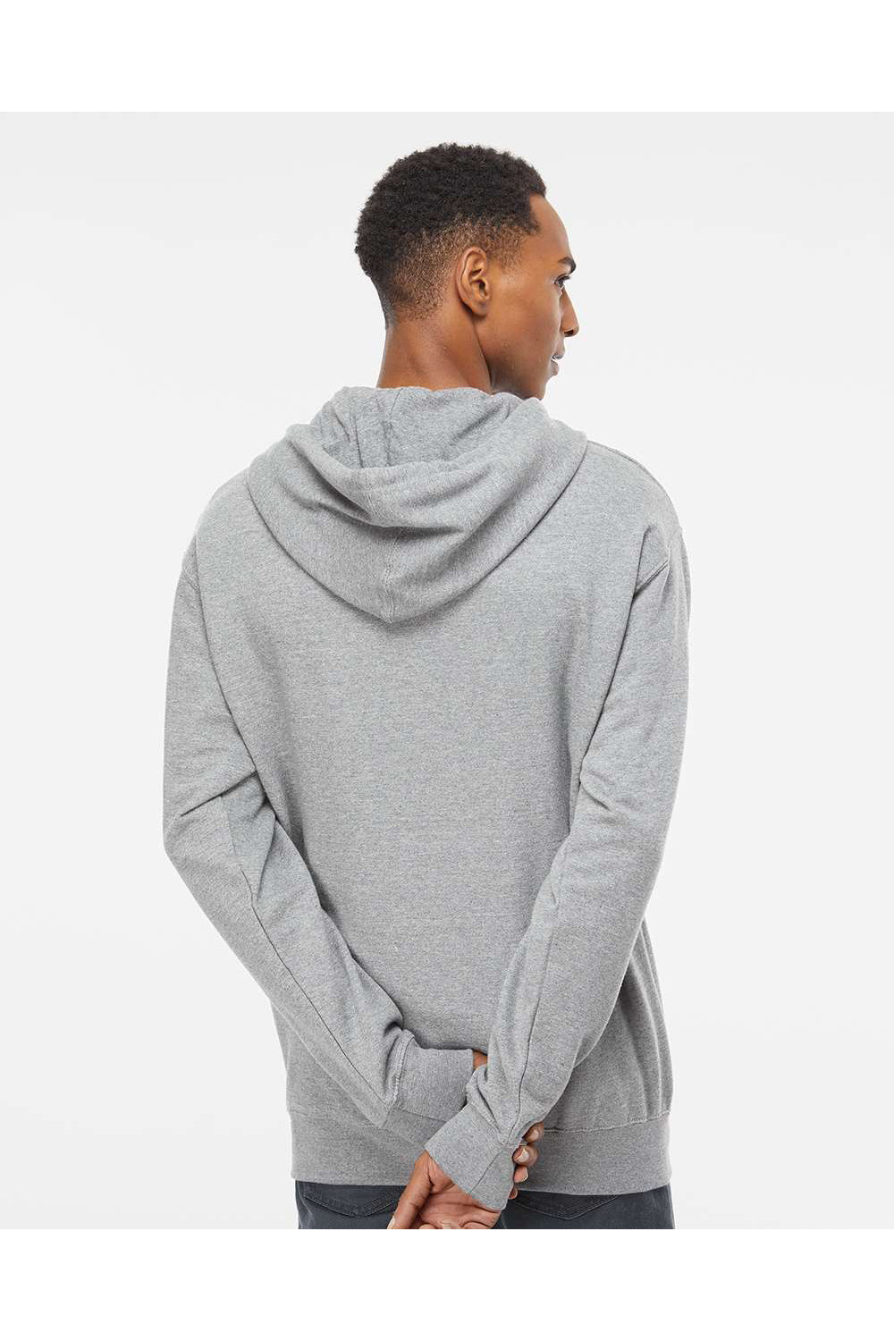 Independent Trading Co. SS4500Z Mens Full Zip Hooded Sweatshirt Hoodie Heather Grey Model Back