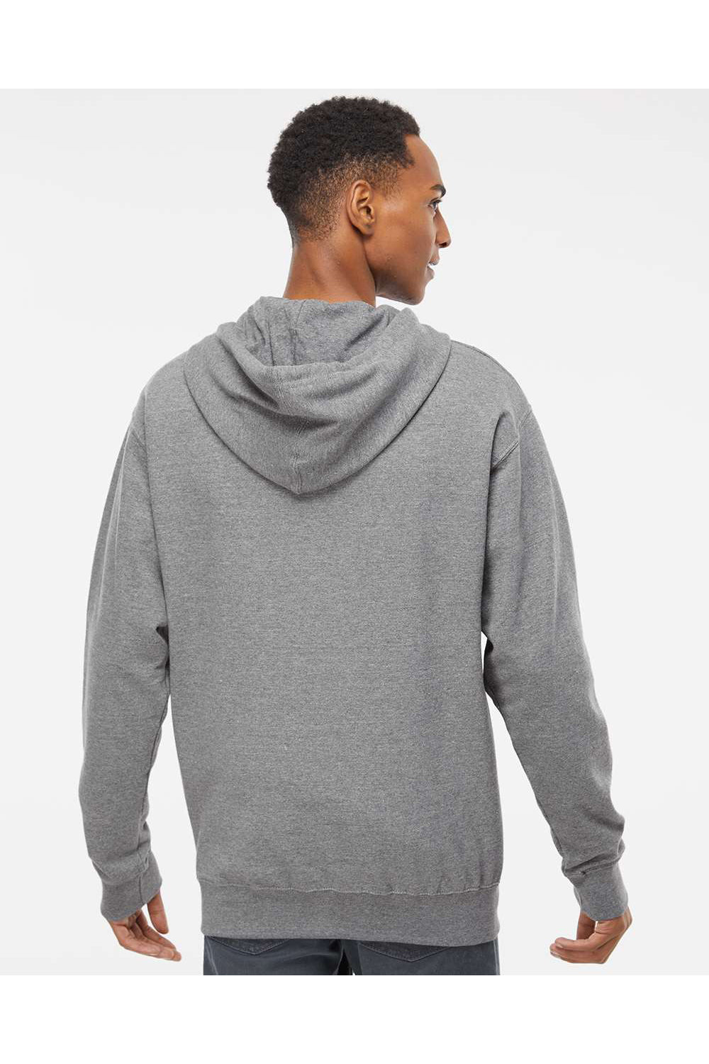 Independent Trading Co. SS4500Z Mens Full Zip Hooded Sweatshirt Hoodie Heather Gunmetal Grey Model Back