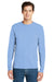 Hanes 5586 Mens ComfortSoft Long Sleeve Crewneck T-Shirt Light Blue Model Front