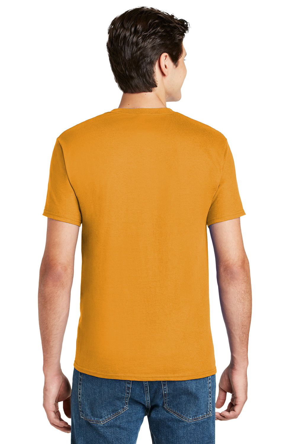 Hanes 5590/H5590 Mens ComfortSoft Short Sleeve Crewneck T-Shirt w/ Pocket Gold Model Back