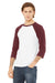 Bella + Canvas BC3200/3200 Mens 3/4 Sleeve Crewneck T-Shirt White/Maroon Model 3Q