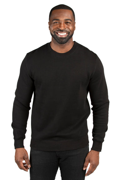 Threadfast Apparel 320C Mens Ultimate Fleece Crewneck Sweatshirt Black Model Front