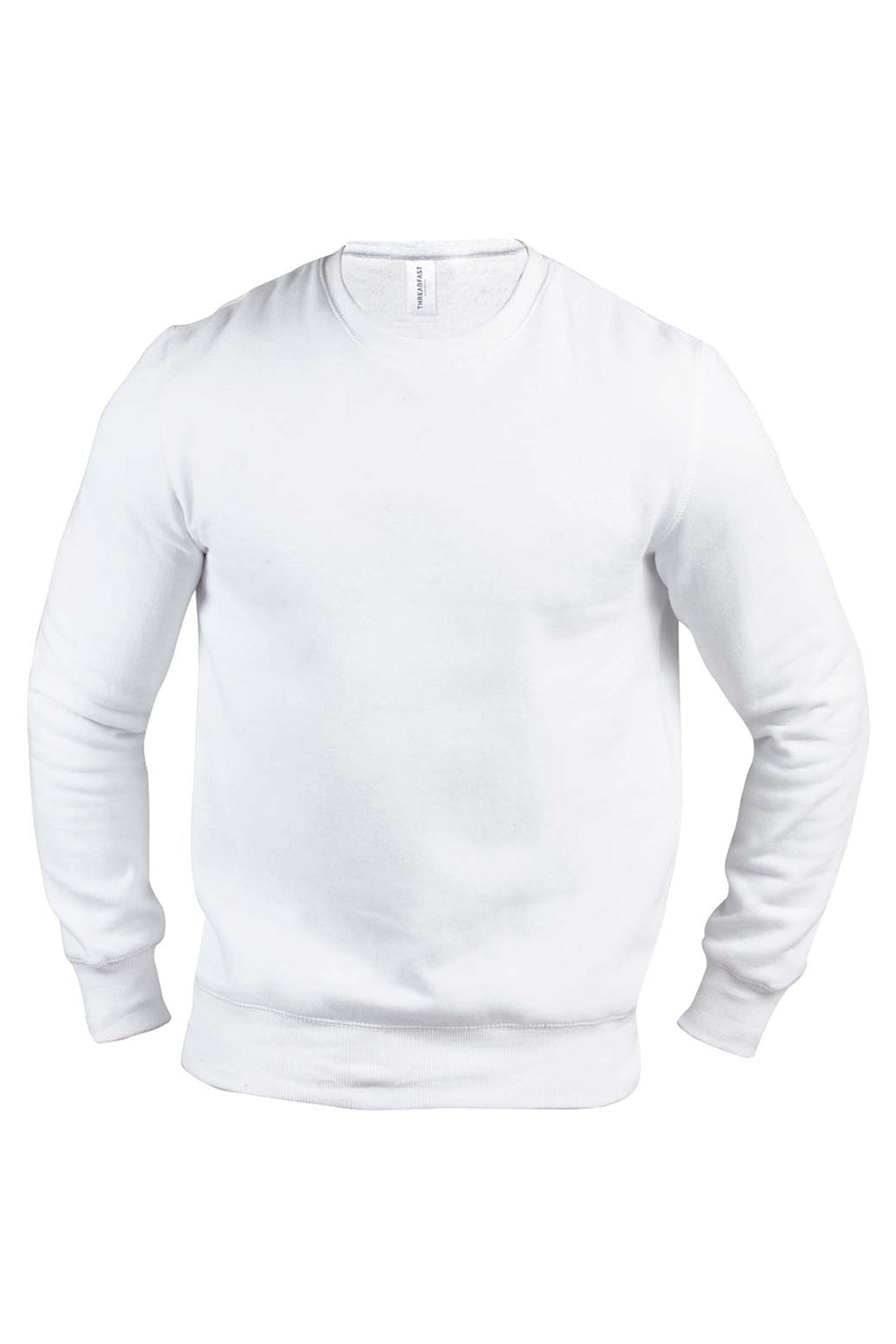 Threadfast Apparel 320C Mens Ultimate Fleece Crewneck Sweatshirt White Flat Front