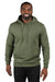 Threadfast Apparel 320H Mens Ultimate Fleece Hooded Sweatshirt Hoodie w/ Pockets Army Green Model Front