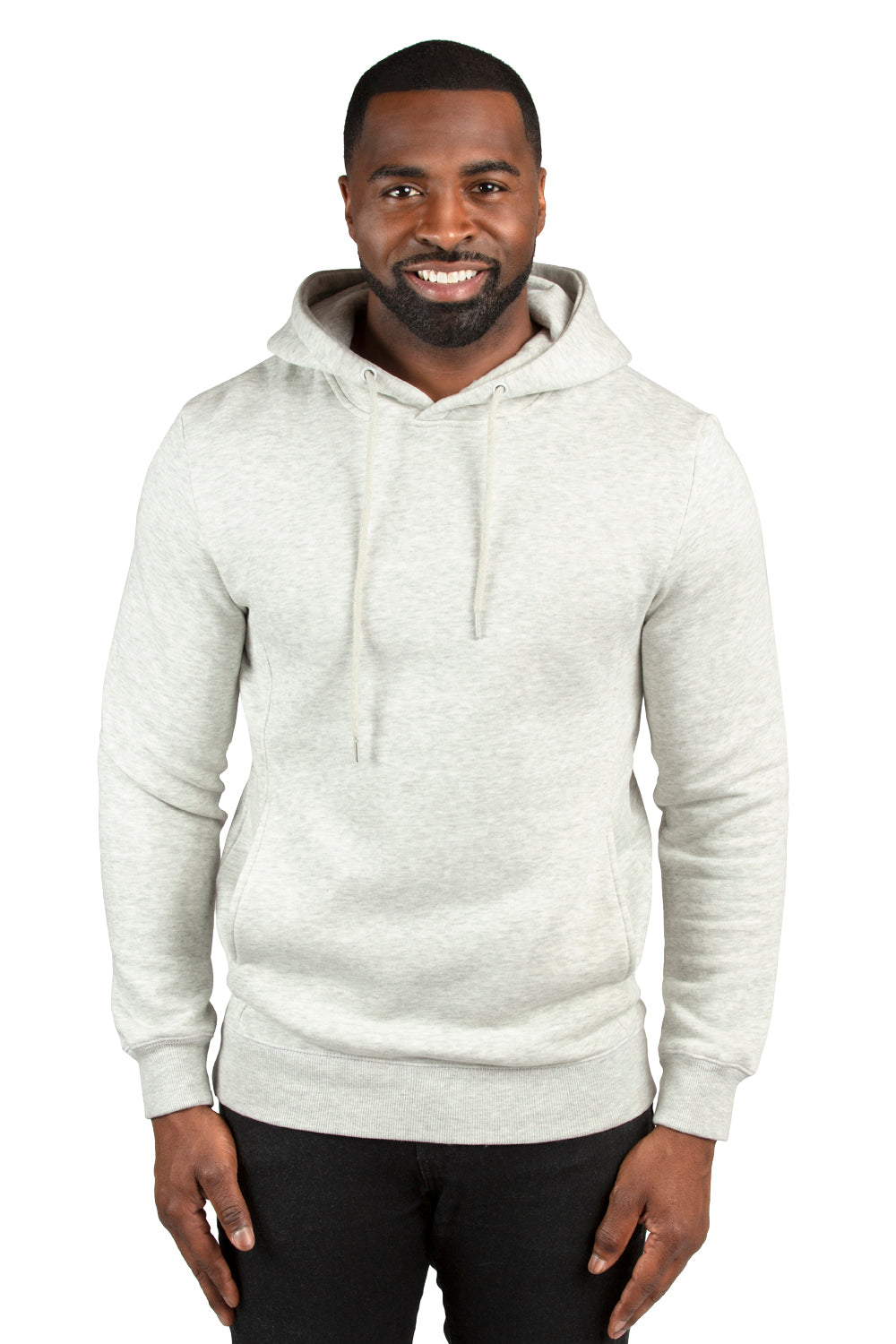 Threadfast Apparel 320H Mens Ultimate Fleece Hooded Sweatshirt Hoodie w/ Pockets Heather Oatmeal Model Front