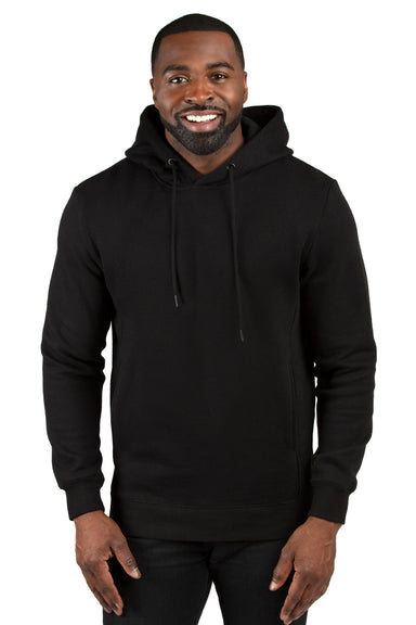 Threadfast Apparel 320H Mens Ultimate Fleece Hooded Sweatshirt Hoodie w/ Pockets Black Model Front