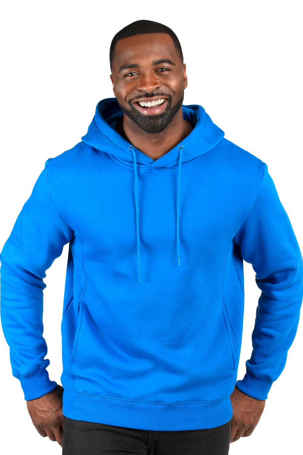 Threadfast Apparel 320H Mens Ultimate Fleece Hooded Sweatshirt Hoodie w/ Pockets Royal Blue Model Front