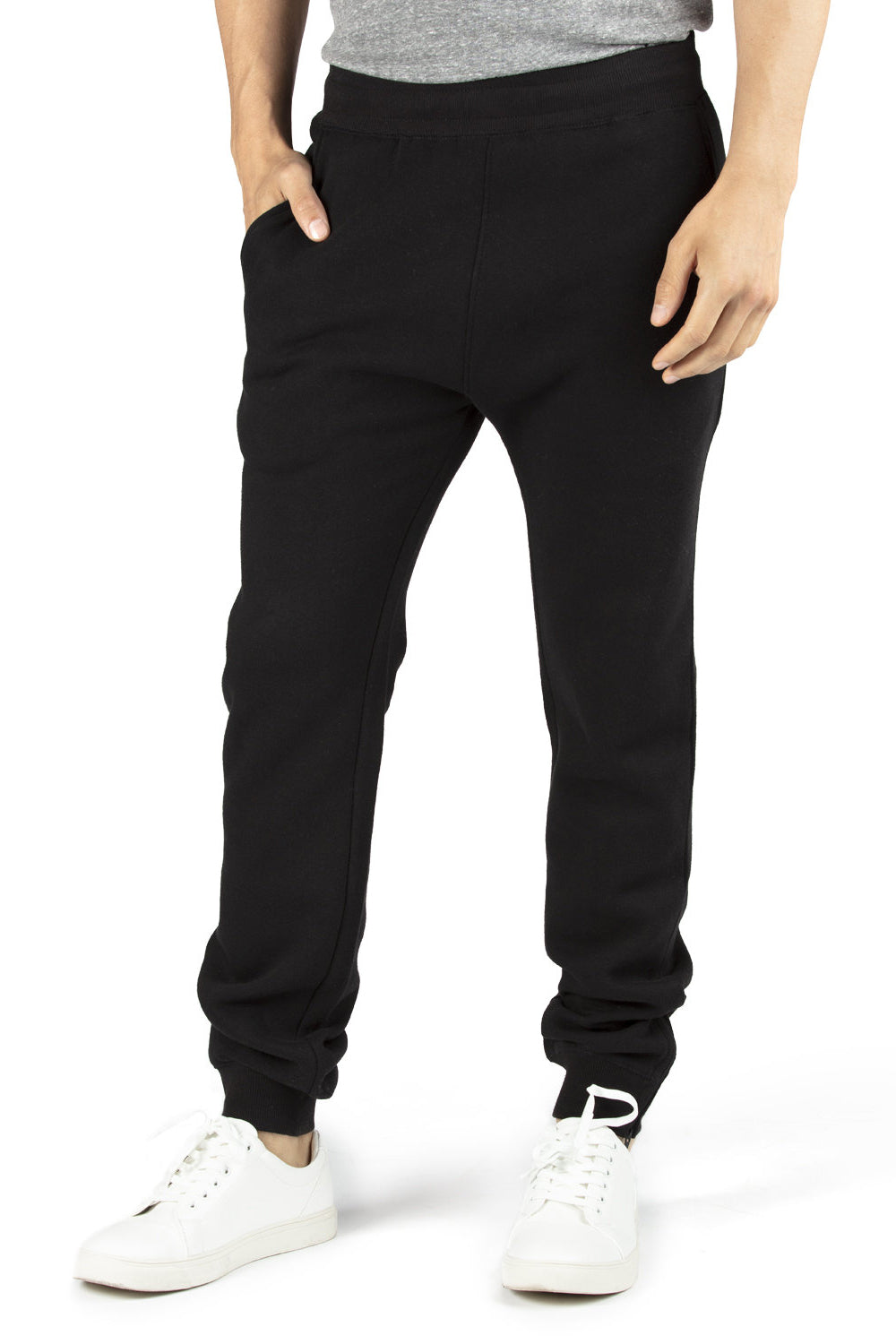 Threadfast Apparel 320P Mens Ultimate Fleece Sweatpants w/ Pockets Black Model Front