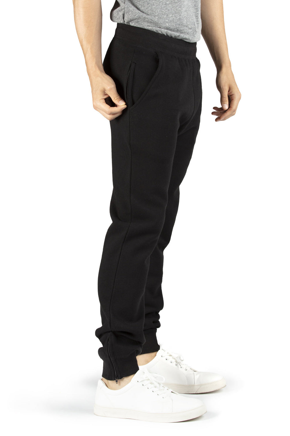 Threadfast Apparel 320P Mens Ultimate Fleece Sweatpants w/ Pockets Black Model Side