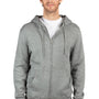 Threadfast Apparel Mens Ultimate Fleece Full Zip Hooded Sweatshirt Hoodie w/ Pockets - Heather Grey