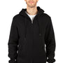 Threadfast Apparel Mens Ultimate Fleece Full Zip Hooded Sweatshirt Hoodie w/ Pockets - Black