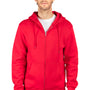 Threadfast Apparel Mens Ultimate Fleece Full Zip Hooded Sweatshirt Hoodie w/ Pockets - Red