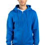 Threadfast Apparel Mens Ultimate Fleece Full Zip Hooded Sweatshirt Hoodie w/ Pockets - Royal Blue