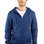 Threadfast Apparel Mens Ultimate Fleece Full Zip Hooded Sweatshirt Hoodie w/ Pockets - Navy Blue