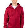 Threadfast Apparel Mens Ultimate Fleece Full Zip Hooded Sweatshirt Hoodie w/ Pockets - Burgundy