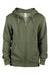 Threadfast Apparel 320Z Mens Ultimate Fleece Full Zip Hooded Sweatshirt Hoodie w/ Pockets Army Green Flat Front