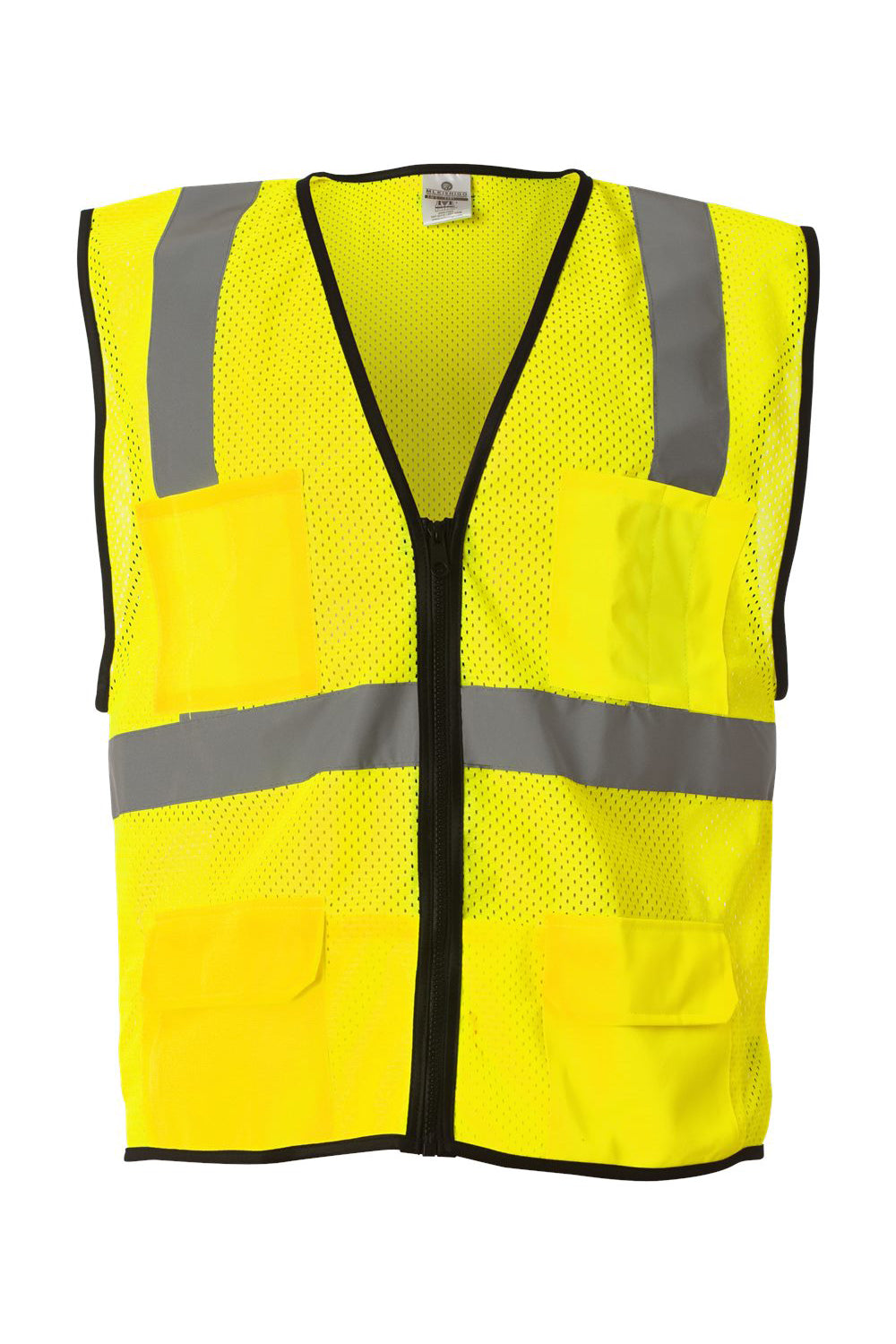 Kishigo 1191-1192 Mens Economy Mesh 6 Pocket Vest Lime Green Flat Front