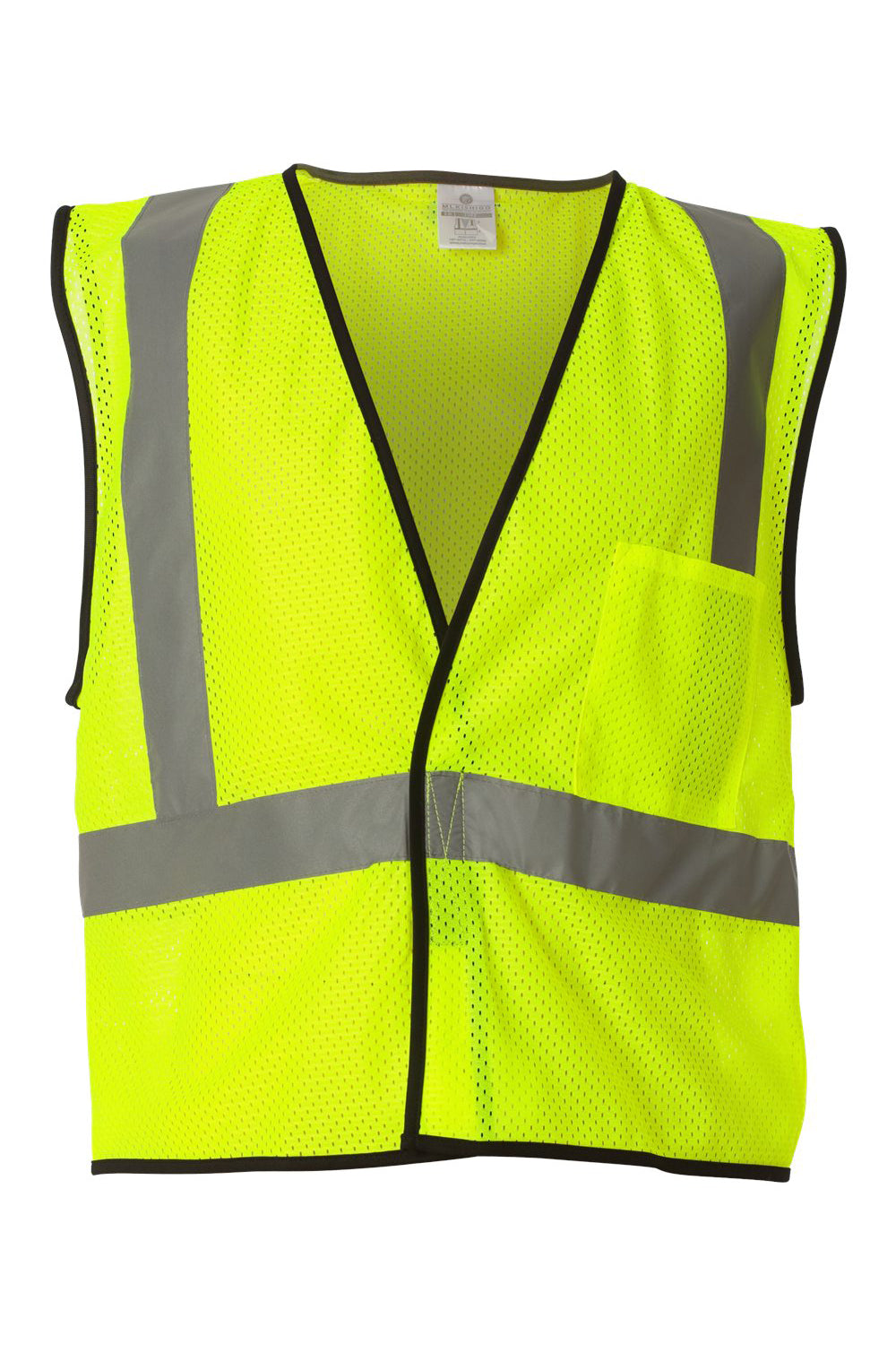 Kishigo 1193-1194 Mens Economy Single Pocket Mesh Vest Lime Green Flat Front