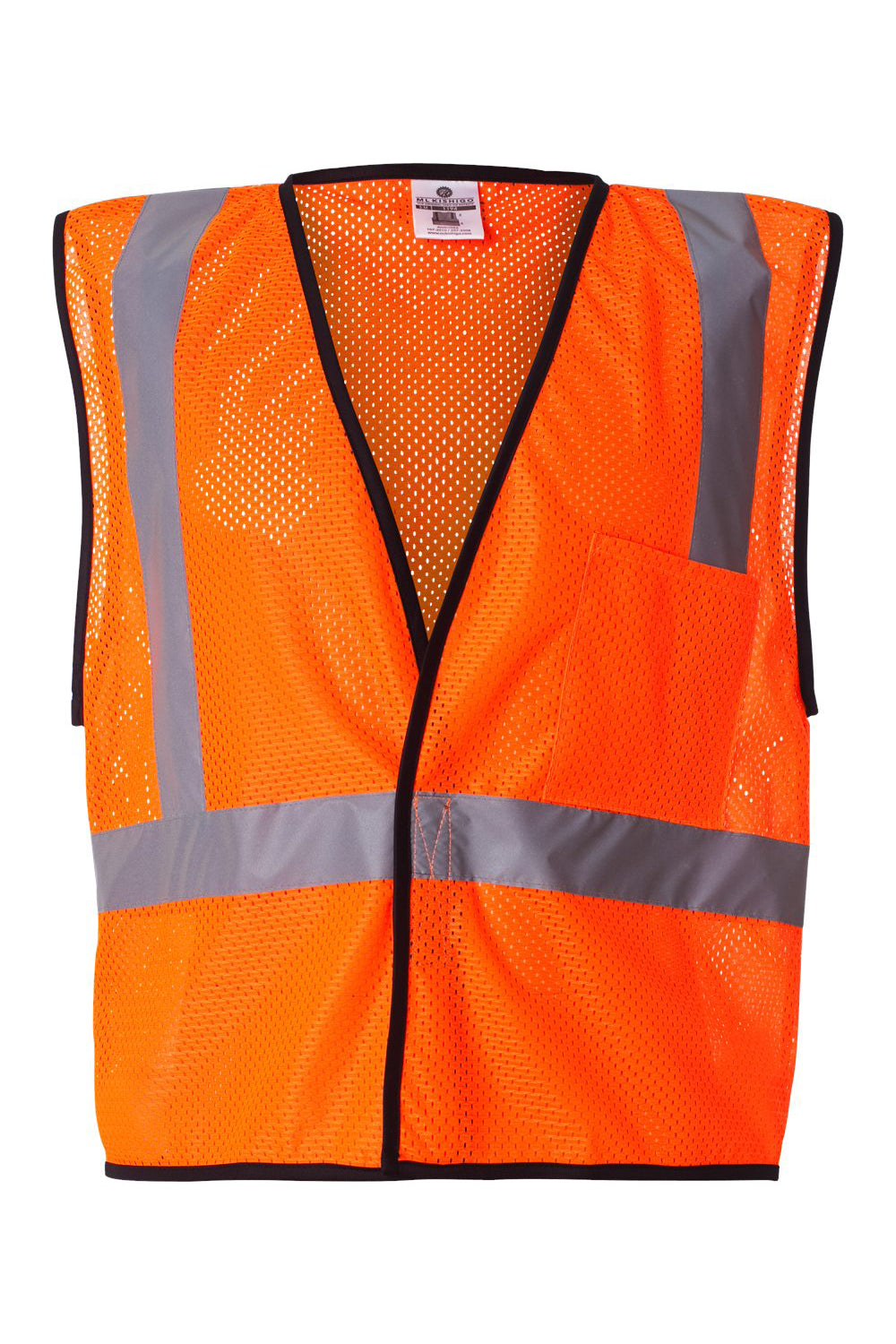 Kishigo 1193-1194 Mens Economy Single Pocket Mesh Vest Orange Flat Front