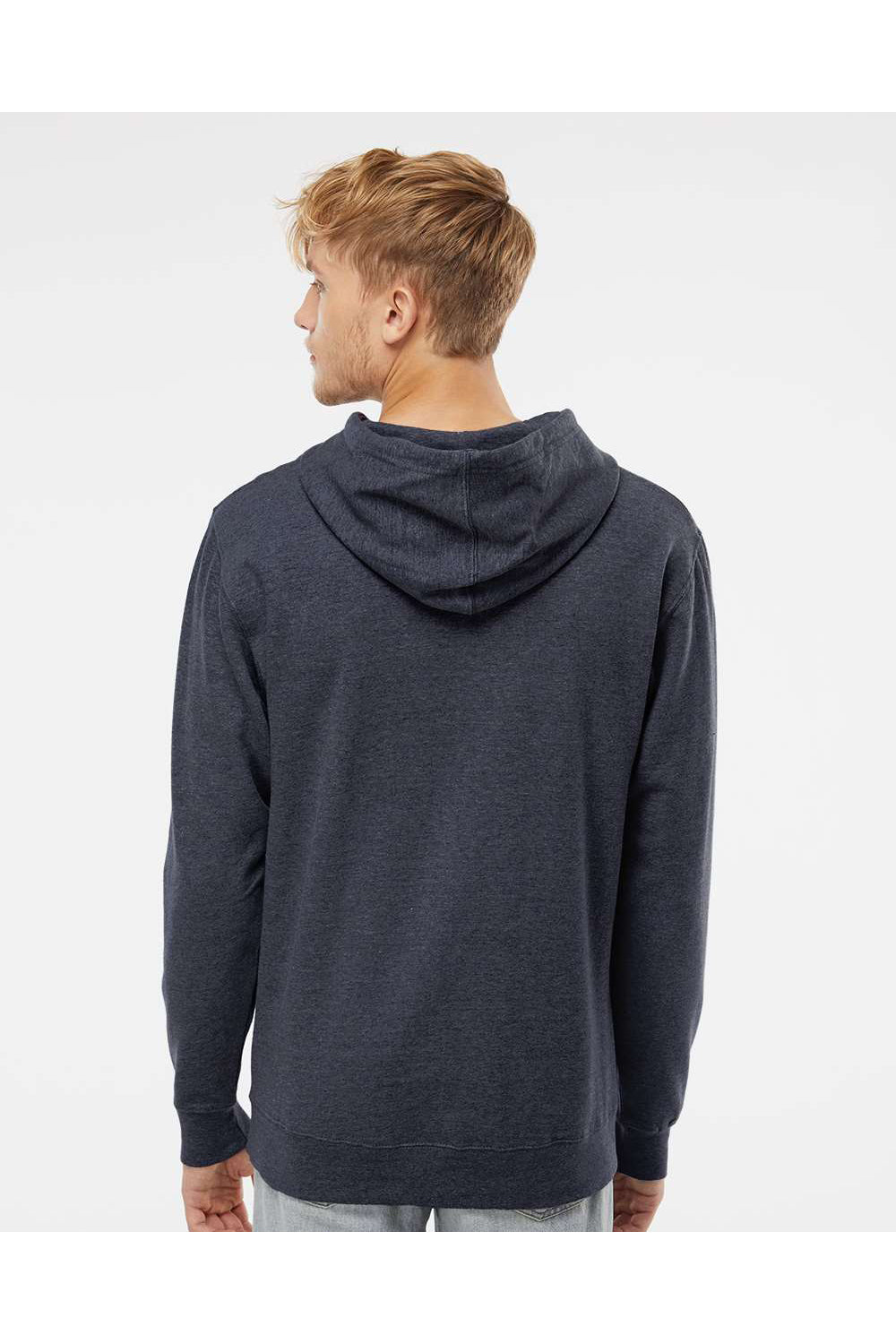 Independent Trading Co. SS4500 Mens Hooded Sweatshirt Hoodie Heather Classic Navy Blue Model Back