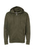 Independent Trading Co. SS4500Z Mens Full Zip Hooded Sweatshirt Hoodie Heather Army Green Flat Front