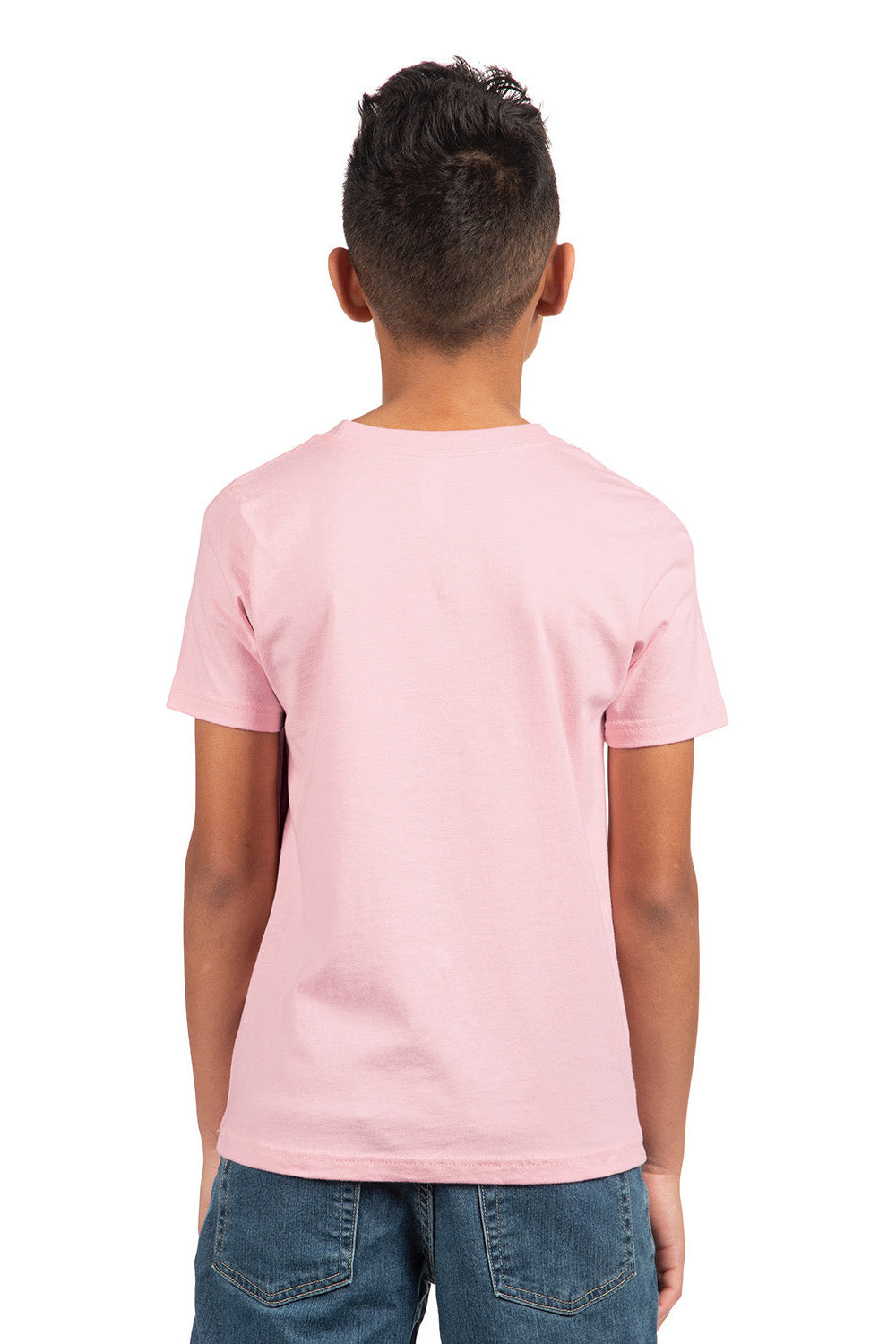 Next Level 3310 Youth Fine Jersey Short Sleeve Crewneck T-Shirt Light Pink Model Back