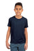 Next Level 3310 Youth Fine Jersey Short Sleeve Crewneck T-Shirt Midnight Navy Blue Model Front