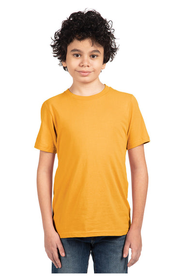 Next Level 3310 Youth Fine Jersey Short Sleeve Crewneck T-Shirt Gold Model Front